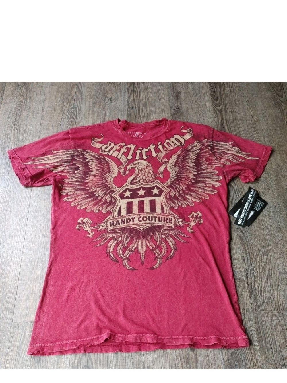 Vtg Affliction Shirt Mens Extra Large Randy Couture Eagle Grunge Distressed NWT - Picture 2 of 7